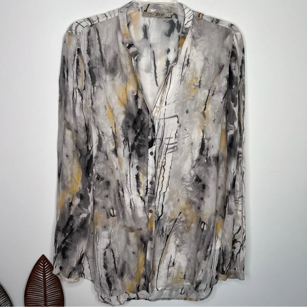 Go by Go Silk Gray Multi Silk Top J22